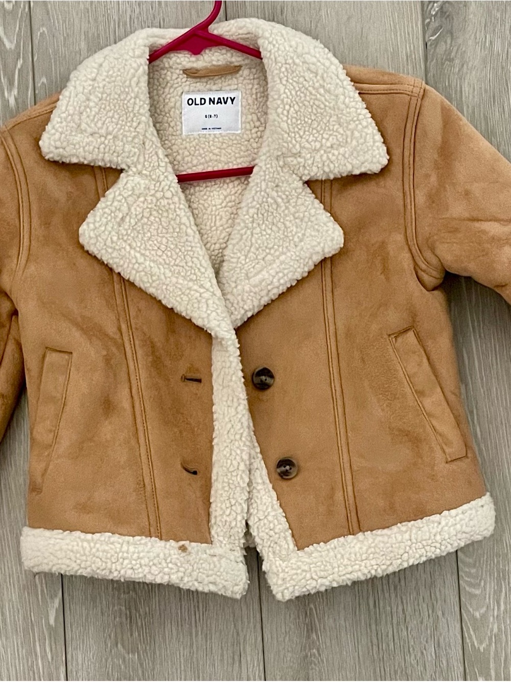 Old Navy Girls Faux Suede Sherpa Aviator Jacket | Size S 6–7